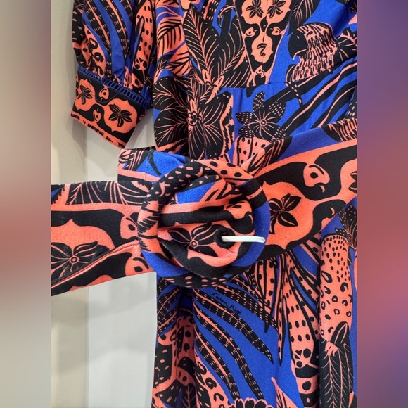 FARM Rio Vibrant Blue and Pink Midi Dress - Picture 8 of 9